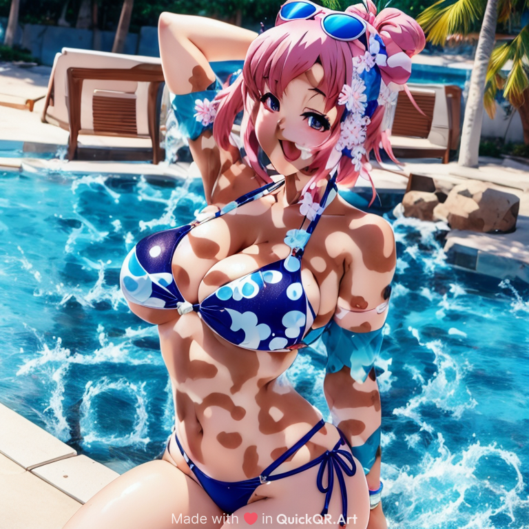 Anime bikini girl with big boobs